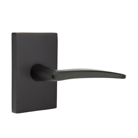 Emtek 5212-POS-US19 Poseidon Door Lever Privacy Set With Modern Rectangular Rosette Flat Black