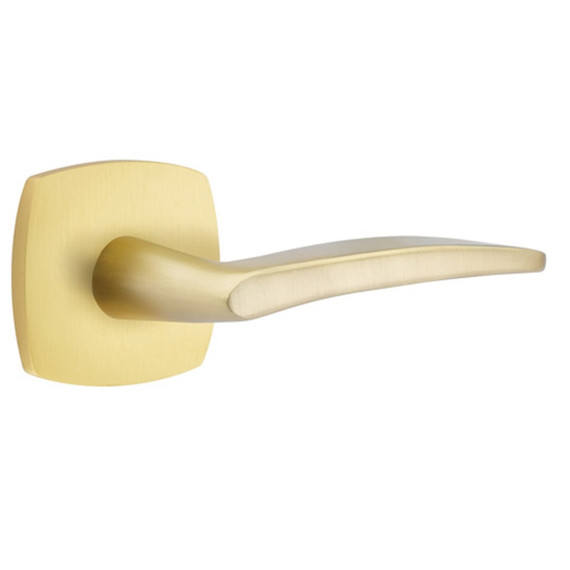 Emtek 5316-POS-US4 Poseidon Door Lever Passage Set With Urban Modern Rosette Satin Brass