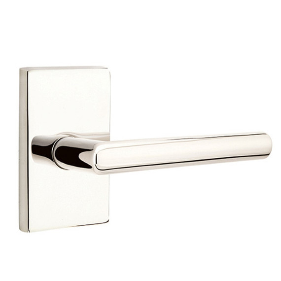 Emtek 5112-STU-US14 Stuttgart Door Lever Passage Set With Modern Rectangular Rosette Polished Nickel