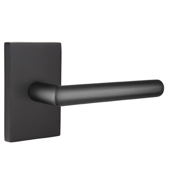 Emtek 5112-STU-US19 Stuttgart Door Lever Passage Set With Modern Rectangular Rosette Flat Black