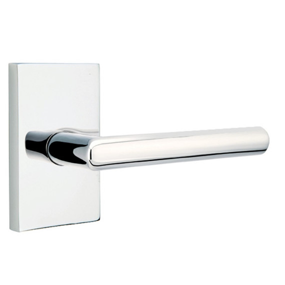 Emtek 5112-STU-US26 Stuttgart Door Lever Passage Set With Modern Rectangular Rosette Polished Chrome