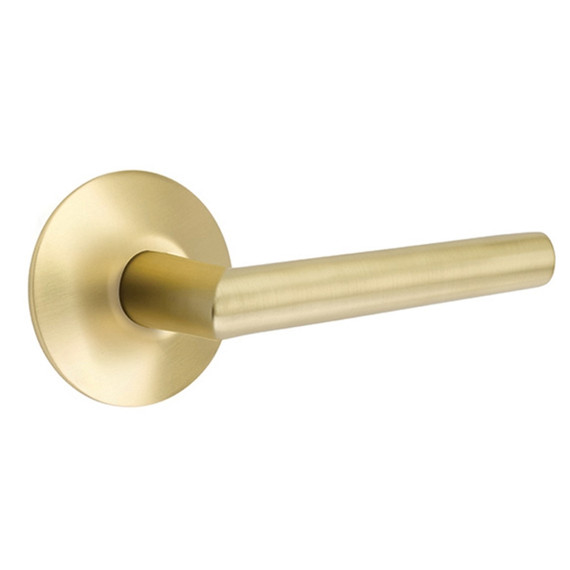 Emtek 5207-STU-US4 Stuttgart Door Lever Privacy Set With Modern Rosette Satin Brass
