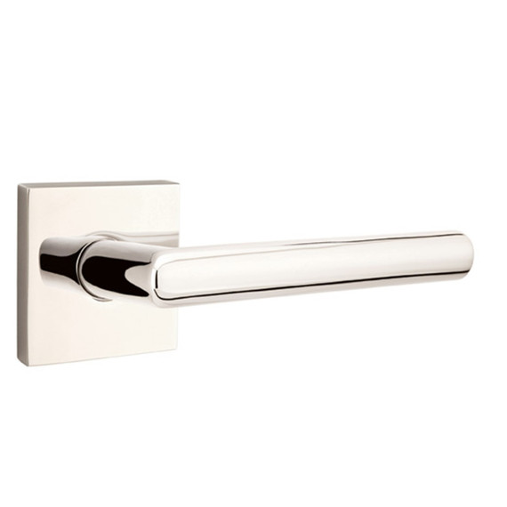 Emtek 5210-STU-US14 Stuttgart Door Lever Privacy Set With Square Rosette Polished Nickel