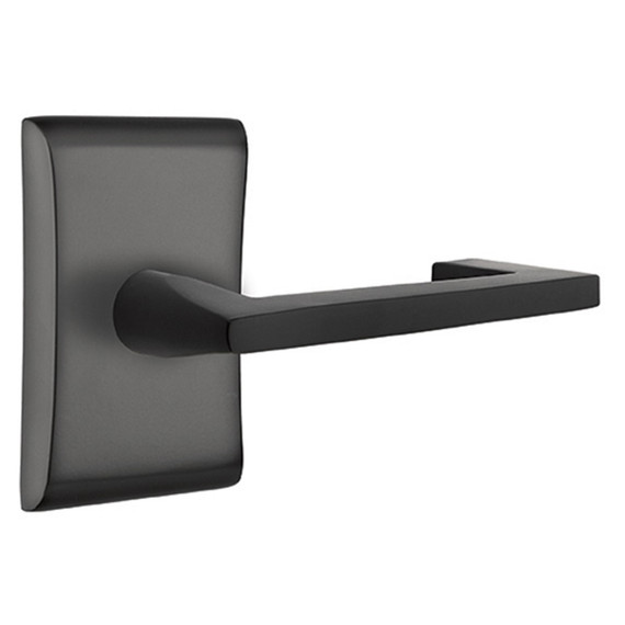 Emtek 5211-AG-US19 Argos Door Lever Privacy Set With Neos Rosette Flat Black