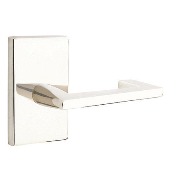 Emtek 5212-AG-US14 Argos Door Lever Privacy Set With Modern Rectangular Rosette Polished Nickel