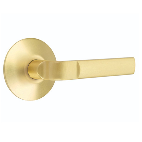 Emtek 5107-AST-US4 Aston Door Lever Passage Set With Modern Rosette Satin Brass