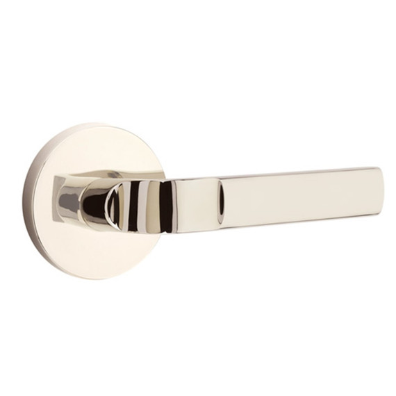Emtek 5109-AST-US14 Aston Door Lever Passage Set With Disk Rosette Polished Nickel