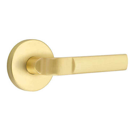 Emtek 5109-AST-US4 Aston Door Lever Passage Set With Disk Rosette Satin Brass