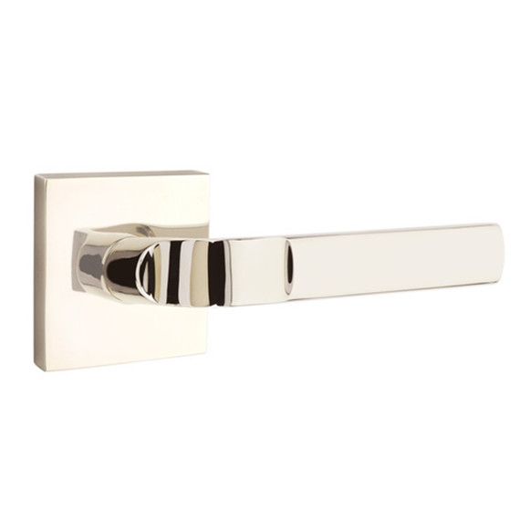 Emtek 5110-AST-US14 Aston Door Lever Passage Set With Square Rosette Polished Nickel