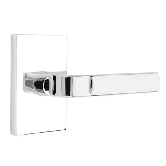 Emtek 5112-AST-US26 Aston Door Lever Passage Set With Modern Rectangular Rosette Polished Chrome