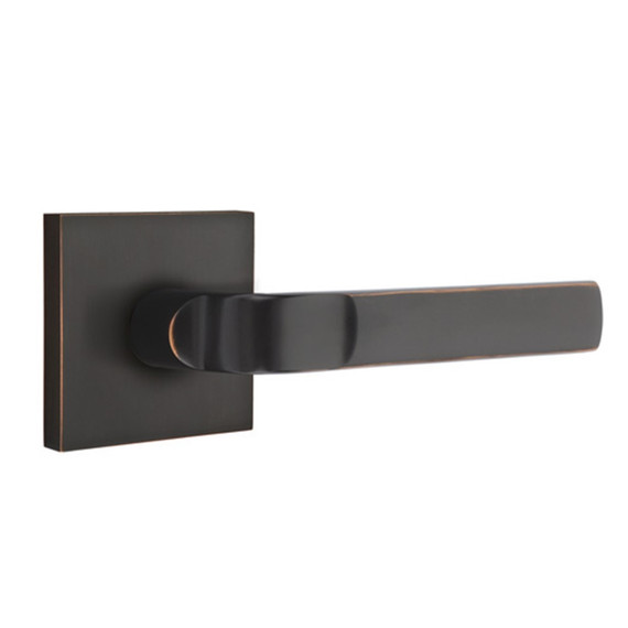 Emtek 5210-AST-US10B Aston Door Lever Privacy Set With Square Rosette Oil Rubbed Bronze