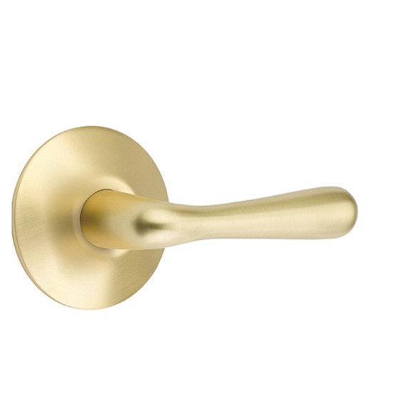 Emtek 5057-BA-US4 Basel Door Lever Dummy Set With Modern Rosette Satin Brass