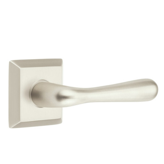 Emtek 5110-BA-US15 Basel Door Lever Passage Set With Square Rosette Satin Nickel