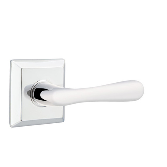 Emtek 5110-BA-US26 Basel Door Lever Passage Set With Square Rosette Polished Chrome