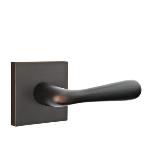 Emtek 5210-BA-US10B Basel Door Lever Privacy Set With Square Rosette Oil Rubbed Bronze