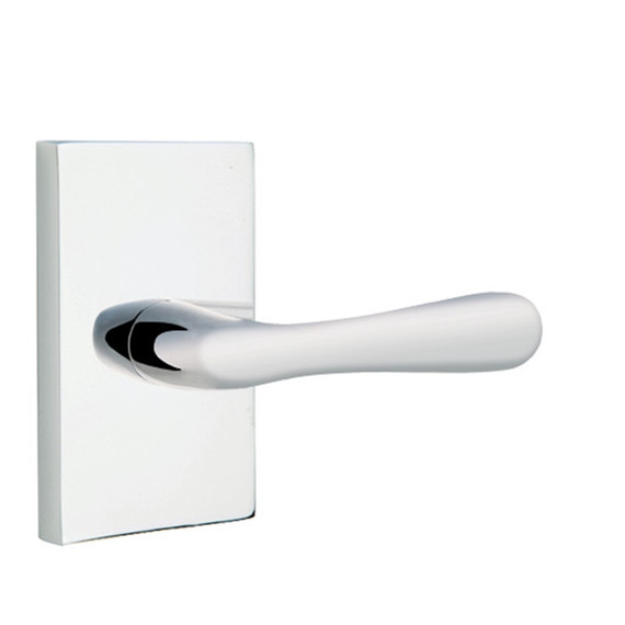 Emtek 5212-BA-US26 Basel Door Lever Privacy Set With Modern Rectangular Rosette Polished Chrome