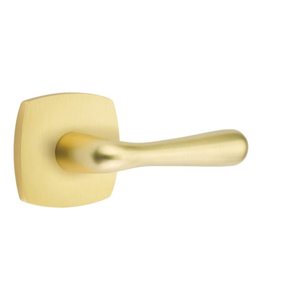 Emtek 5326-BA-US4 Basel Door Lever Privacy Set With Urban Modern Rosette Satin Brass