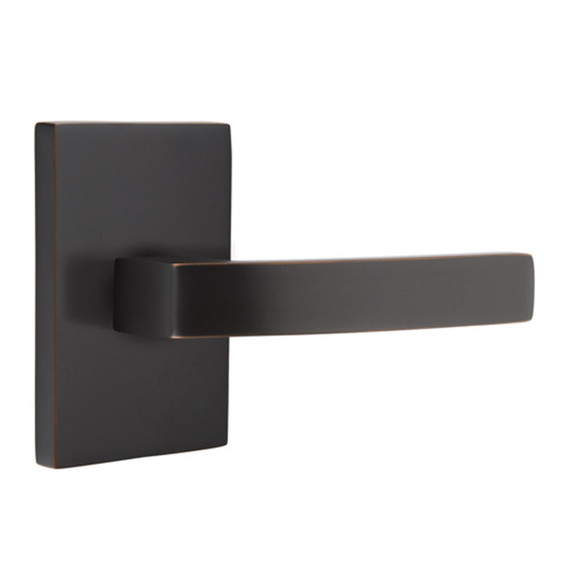 Emtek 5052-BRL-US10B Breslin Door Lever Dummy Set With Modern Rectangular Rosette Oil Rubbed Bronze