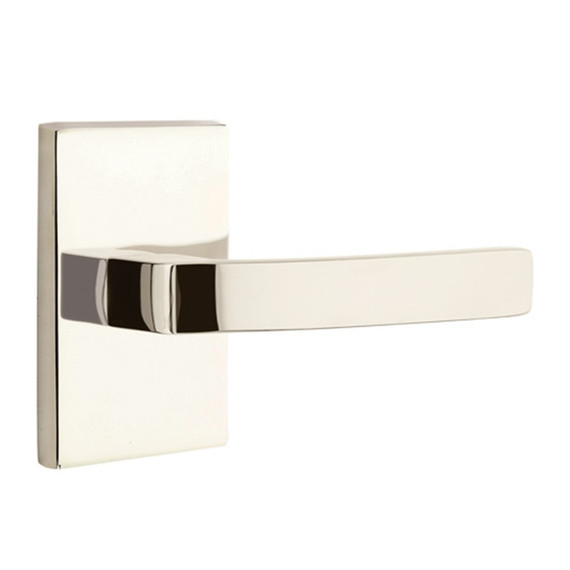 Emtek 5052-BRL-US14 Breslin Door Lever Dummy Set With Modern Rectangular Rosette Polished Nickel