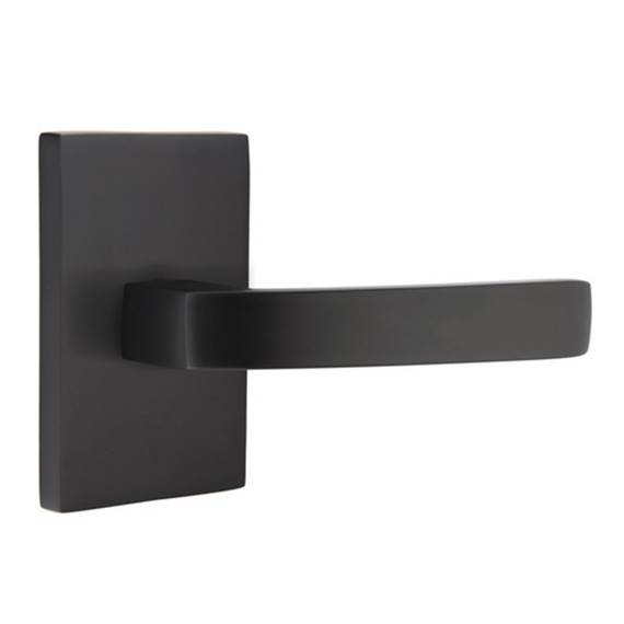 Emtek 5052-BRL-US19 Breslin Door Lever Dummy Set With Modern Rectangular Rosette Flat Black