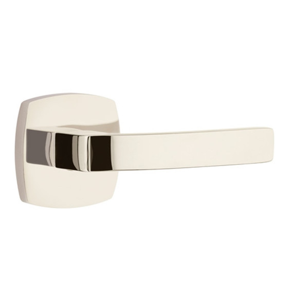 Emtek 5306-BRL-US14 Breslin Door Lever Dummy Set With Urban Modern Rosette Polished Nickel