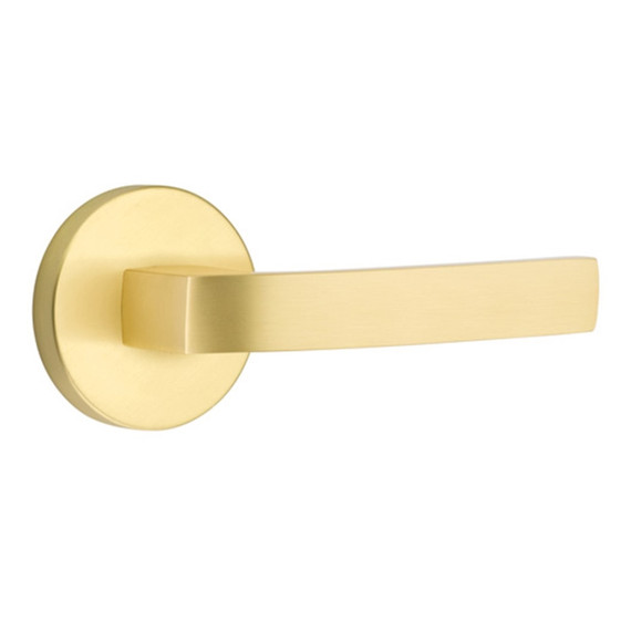 Emtek 5209-BRL-US4 Breslin Door Lever Privacy Set With Disk Rosette Satin Brass