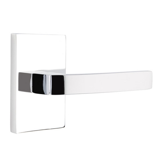 Emtek 5212-BRL-US26 Breslin Door Lever Privacy Set With Modern Rectangular Rosette Polished Chrome