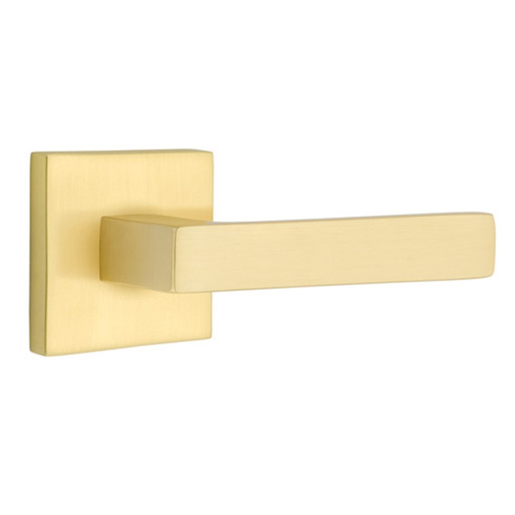 Emtek 5050-DT-US4 Dumont Door Lever Dummy Set With Square Rosette Satin Brass