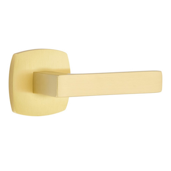 Emtek 5306-DT-US4 Dumont Door Lever Dummy Set With Urban Modern Rosette Satin Brass