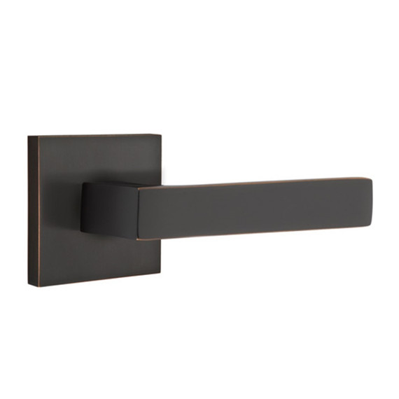 Emtek 5210-DT-US10B Dumont Door Lever Privacy Set With Square Rosette Oil Rubbed Bronze