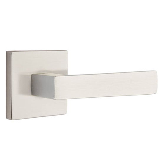 Emtek 5210-DT-US15 Dumont Door Lever Privacy Set With Square Rosette Satin Nickel