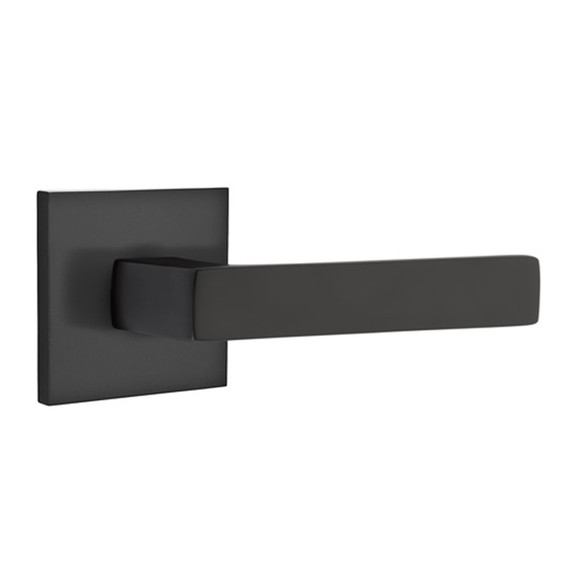 Emtek 5210-DT-US19 Dumont Door Lever Privacy Set With Square Rosette Flat Black