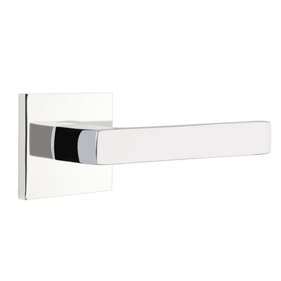 Emtek 5210-DT-US26 Dumont Door Lever Privacy Set With Square Rosette Polished Chrome