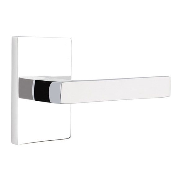 Emtek 5212-DT-US26 Dumont Door Lever Privacy Set With Modern Rectangular Rosette Polished Chrome