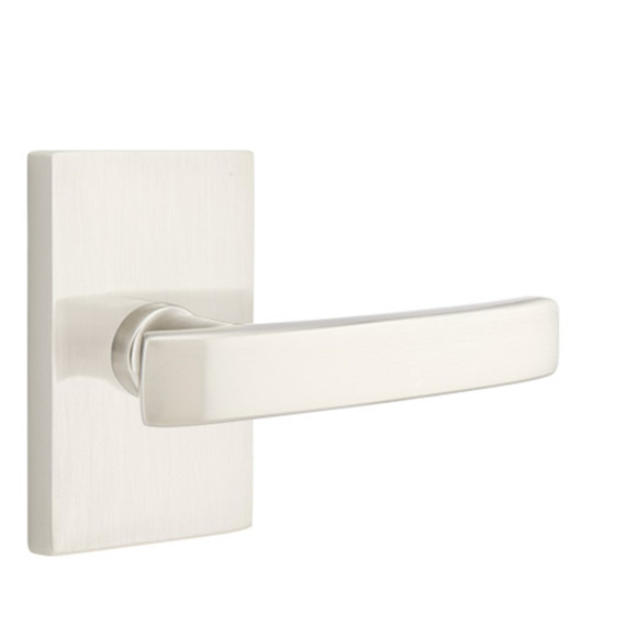 Emtek 5112-GV-US15 Geneva Door Lever Passage Set With Modern Rectangular Rosette Satin Nickel