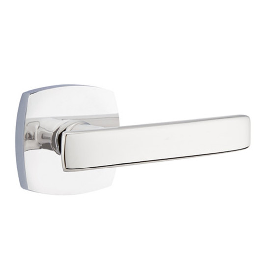 Emtek 5326-GV-US26 Geneva Door Lever Privacy Set With Urban Modern Rosette Polished Chrome
