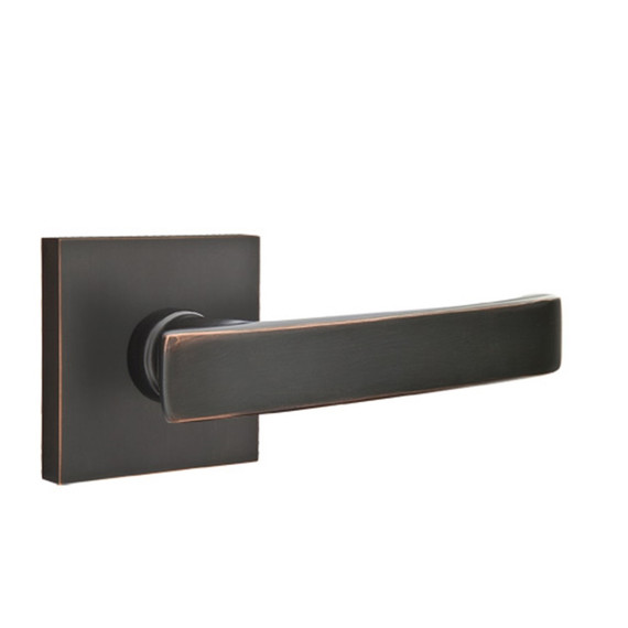 Emtek 5050-GV-US10B Geneva Door Lever Dummy Set With Square Rosette Oil Rubbed Bronze