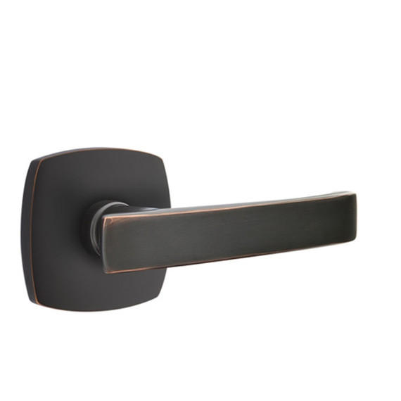 Emtek 5306-GV-US10B Geneva Door Lever Dummy Set With Urban Modern Rosette Oil Rubbed Bronze
