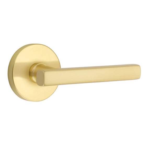 Emtek 5109-FRL-US4 Freestone Door Lever Passage Set With Disk Rosette Satin Brass