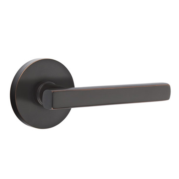 Emtek 5209-FRL-US10B Freestone Door Lever Privacy Set With Disk Rosette Oil Rubbed Bronze