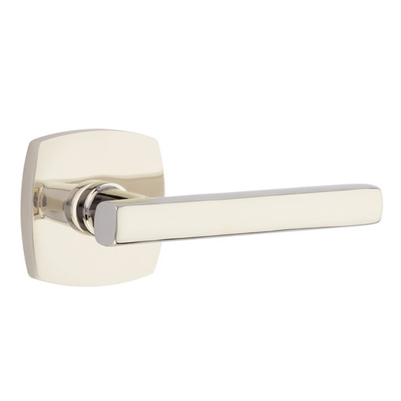 Emtek 5326-FRL-US14 Freestone Door Lever Privacy Set With Urban Modern Rosette Polished Nickel