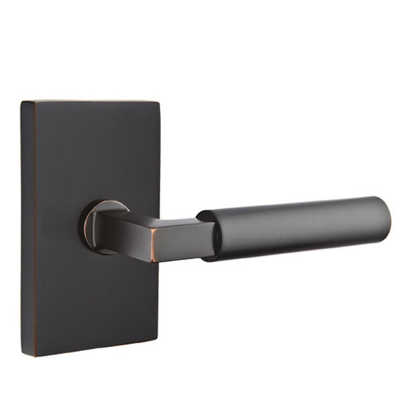 Emtek 5052-HEC-US10B Hercules Door Lever Dummy Set With Modern Rectangular Rosette Oil Rubbed Bronze
