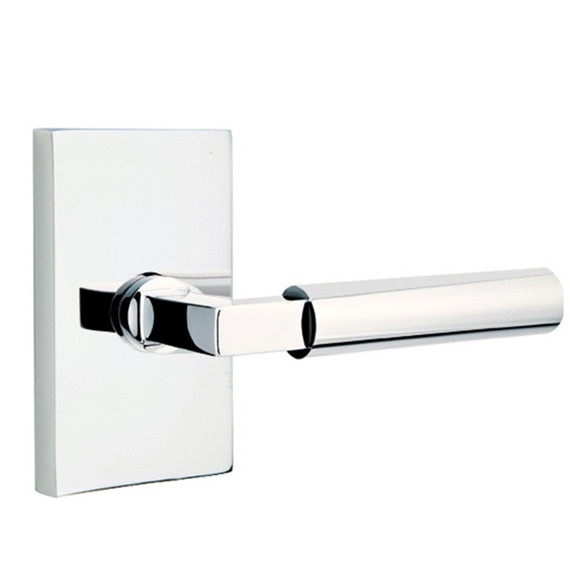 Emtek 5052-HEC-US26 Hercules Door Lever Dummy Set With Modern Rectangular Rosette Polished Chrome