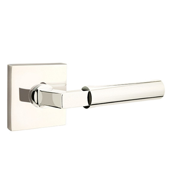 Emtek 5210-HEC-US14 Hercules Door Lever Privacy Set With Square Rosette Polished Nickel