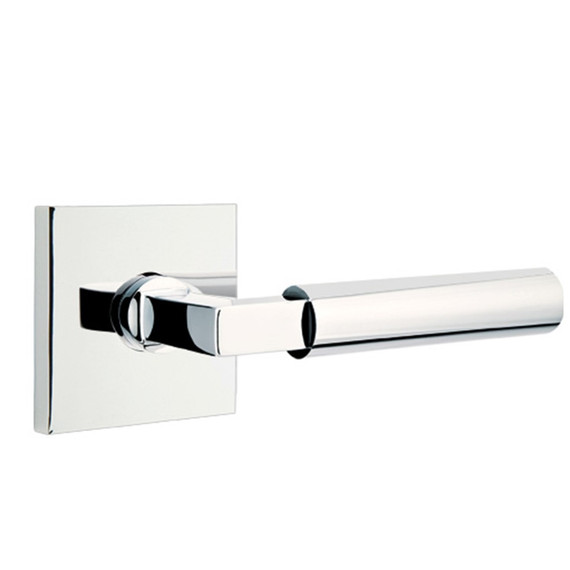 Emtek 5210-HEC-US26 Hercules Door Lever Privacy Set With Square Rosette Polished Chrome