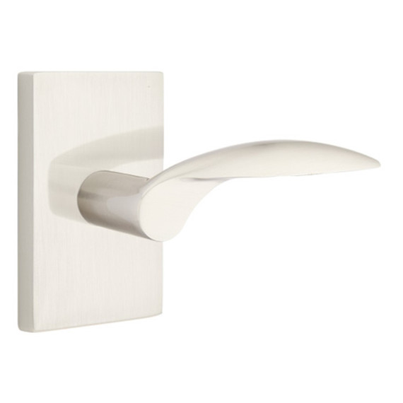 Emtek 5052-MC-US15 Mercury Door Lever Dummy Set With Modern Rectangular Rosette Satin Nickel