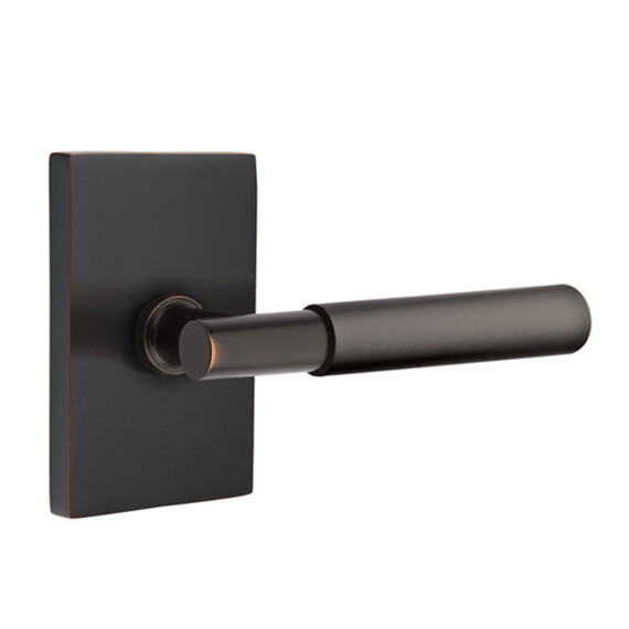 Emtek 5112-MYL-US10B Myles Door Lever Passage Set With Modern Rectangular Rosette Oil Rubbed Bronze