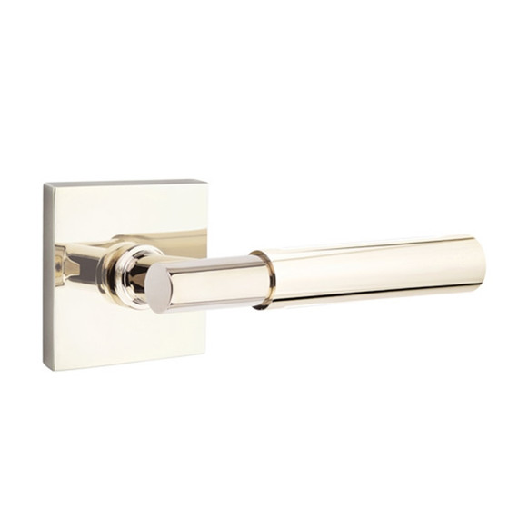 Emtek 5210-MYL-US14 Myles Door Lever Privacy Set With Square Rosette Polished Nickel