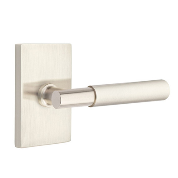 Emtek 5212-MYL-US15 Myles Door Lever Privacy Set With Modern Rectangular Rosette Satin Nickel