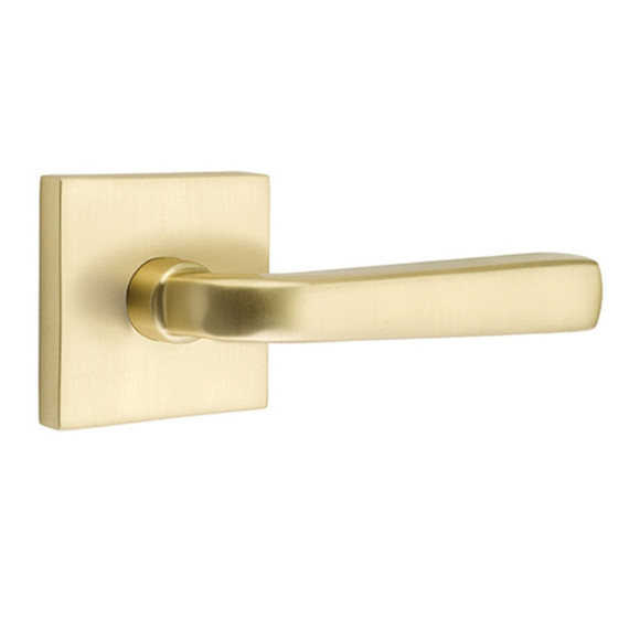 Emtek 5110-SIO-US4 Sion Door Lever Passage Set With Square Rosette Satin Brass